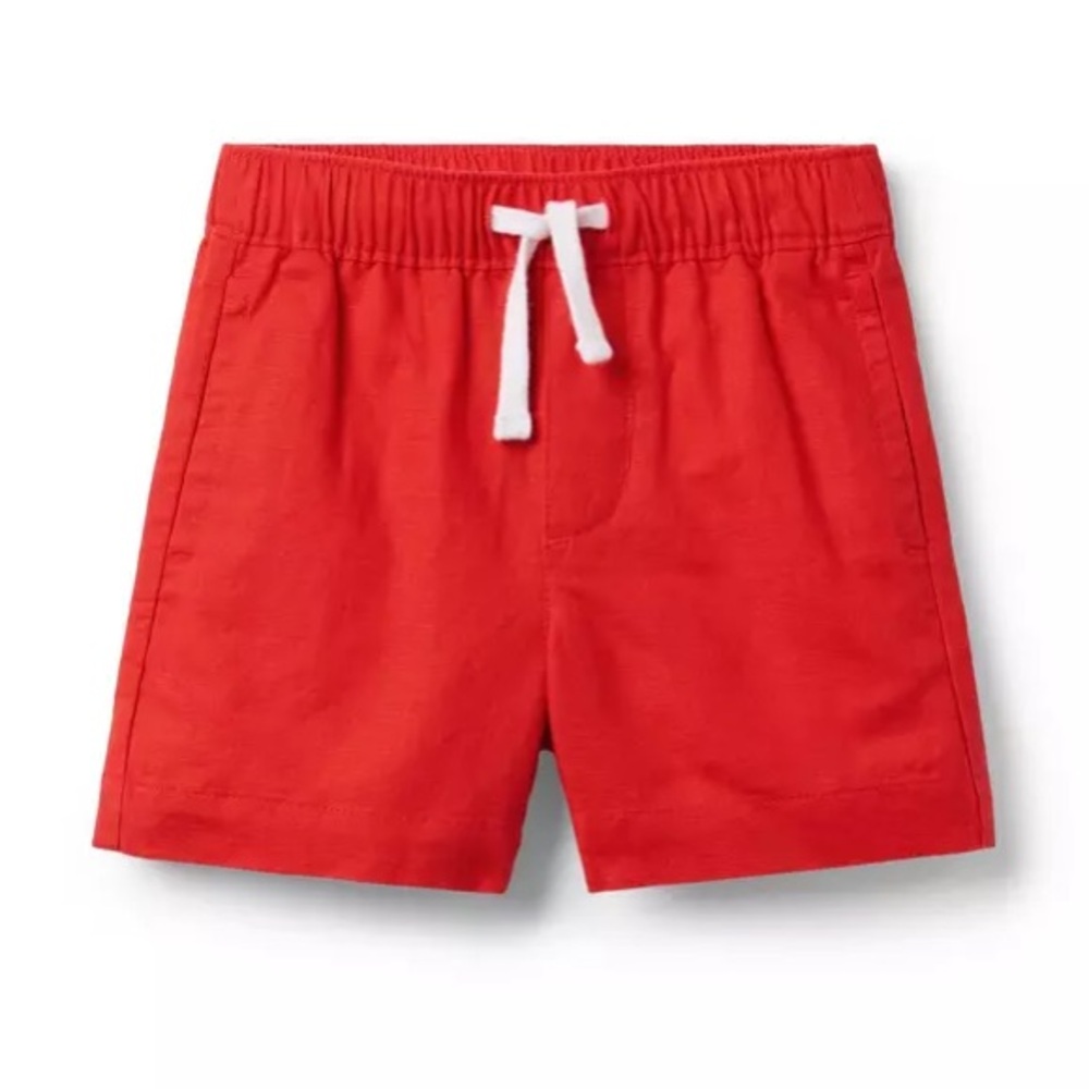 NWT Janie and Jack Linen-Cotton Pull-On Short in Moto Red, 5